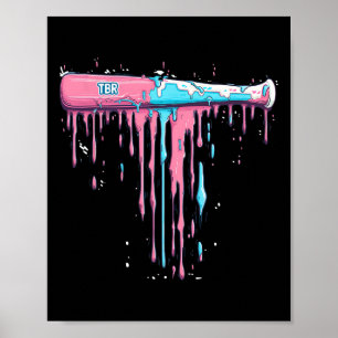 Poster Bat De Baseball Avec Épersion Lèchement Pour Le Ba