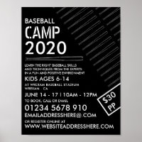Bat de baseball noir et blanc, Camp de baseball Ad