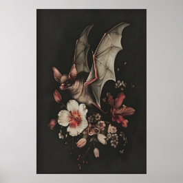 Poster Bat Floral Wall Art Printable Dark Gothic Cottagec