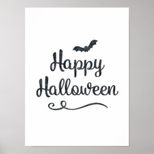 Poster Bat Happy Halloween Party Cute Typographie Art
