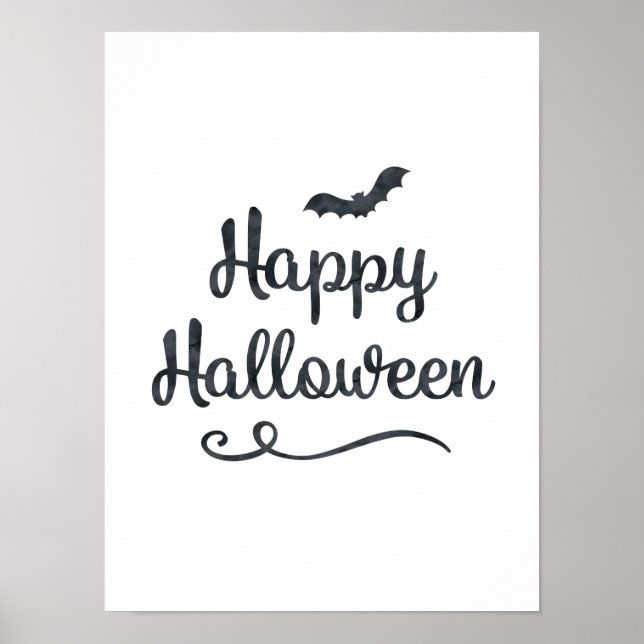 Poster Bat Happy Halloween Party Cute Typographie Art (Devant)