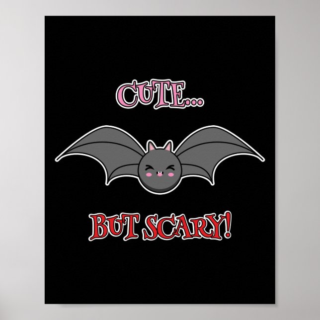 Poster Bat mignonne mais effrayant (Devant)