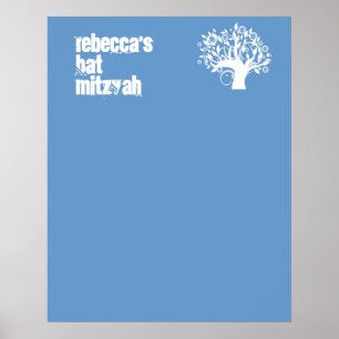 Poster Bat mitzvah Connexion Conseil Bleu Arbre de Vie