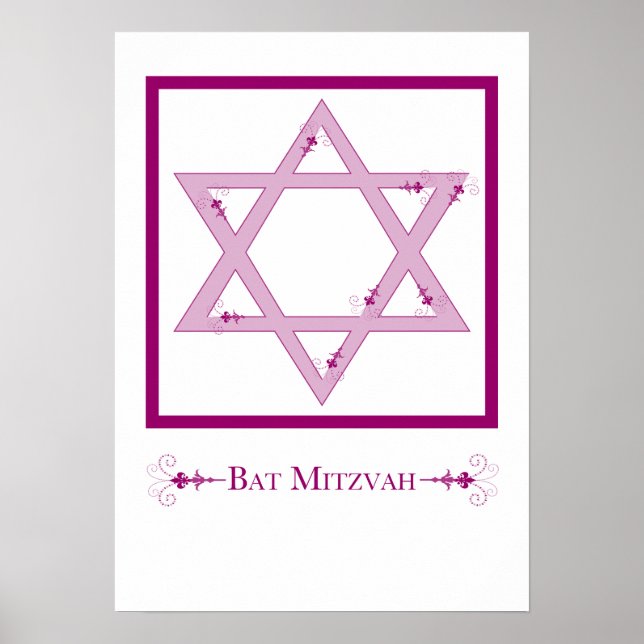 Poster bat mitzvah (étoile de david elegance) (Devant)