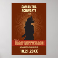 Poster Bat mitzvah rock Star en Brown