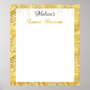 Poster Bat mitzvah Sweet sixteen Parties scintillant or C