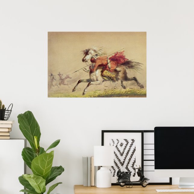Poster Bataille De Blue Water Creek Par Alfred Jacob Mill (Bureau à domicile)
