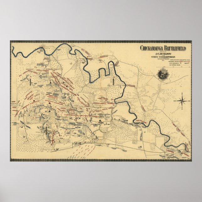 Poster Bataille de Chickamauga - Carte panoramique de la  (Devant)