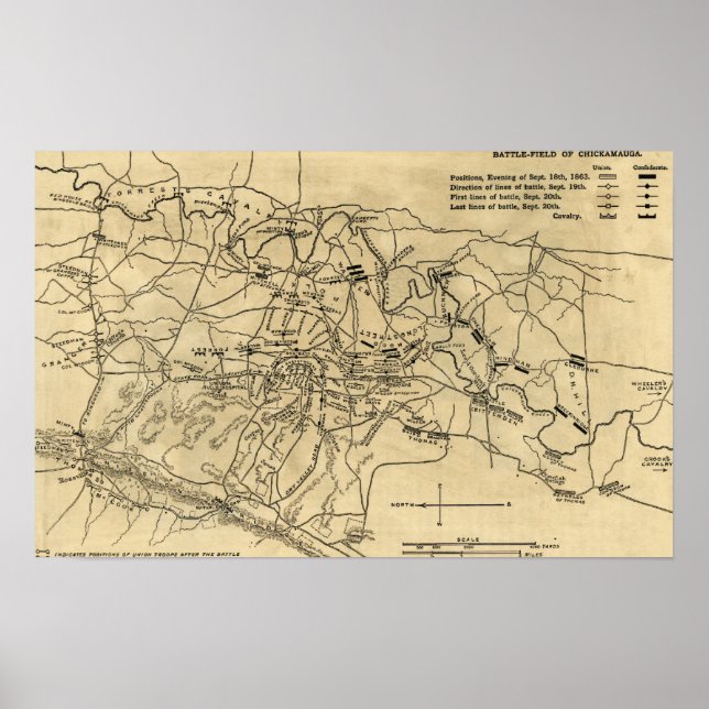 Poster Bataille de Chickamauga - Guerre civile Carte pano (Devant)