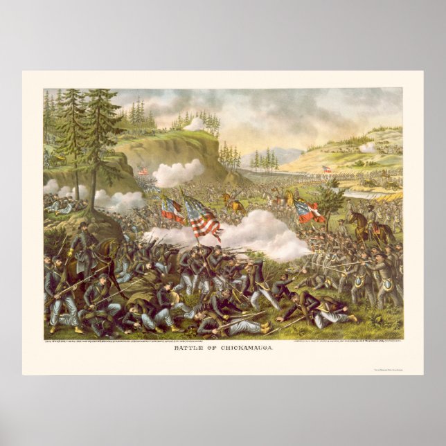 Poster Bataille de Chickamauga par Kurz et Allison 1863 (Devant)