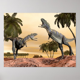 Poster Bataille de dinosaures Aucasaurus - rendu 3D