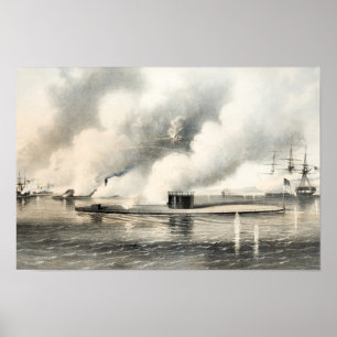 Poster Bataille de Hampton Roads - Monitor et Merrimack -