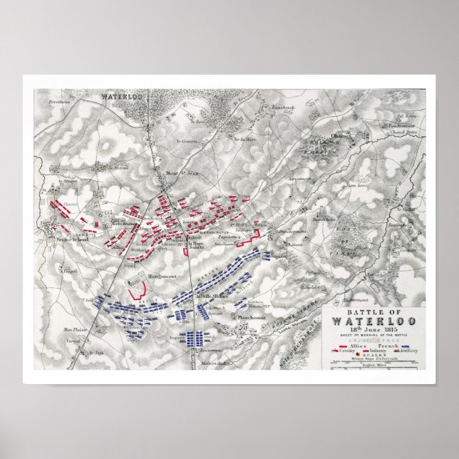 Poster Bataille de Waterloo, 18 juin 1815, feuille 1 (eng (Devant)