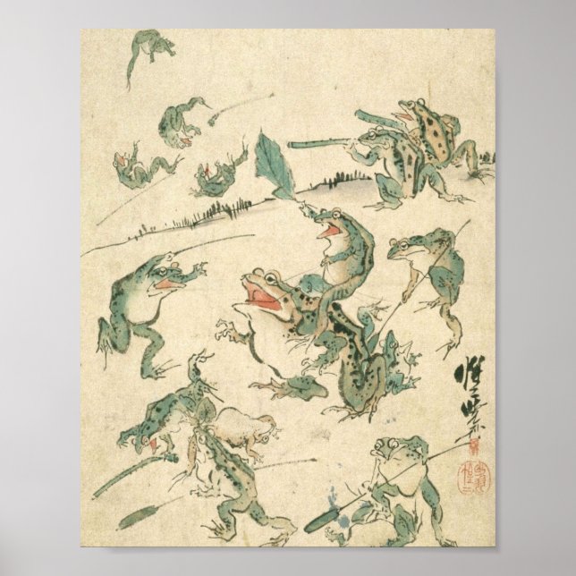 Poster Bataille Des Grenouilles - Kawanabe Kyosai (Devant)