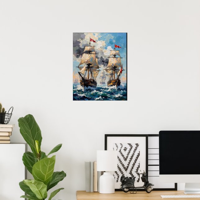 Poster Bataille en mer orageuse (Bureau à domicile)