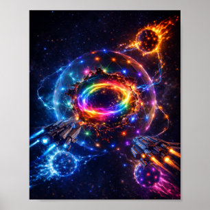 Poster Bataille spatiale de science-fiction près du cœur 