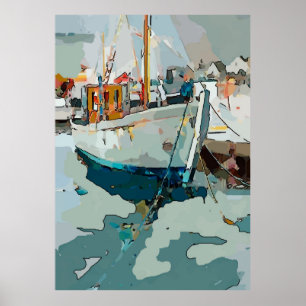 Poster Bateau à crevettes, abstrait