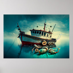 Poster Bateau à crevettes de Whimsical