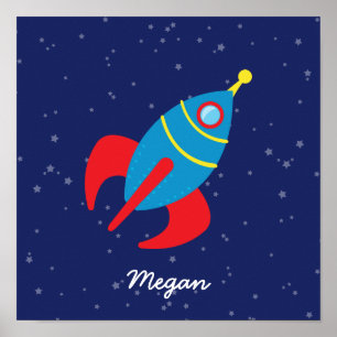 Poster Bateau à fusée dans l'espace