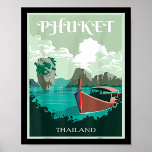 Poster Bateau à longue queue de Phuket Thaïlande Île Samu