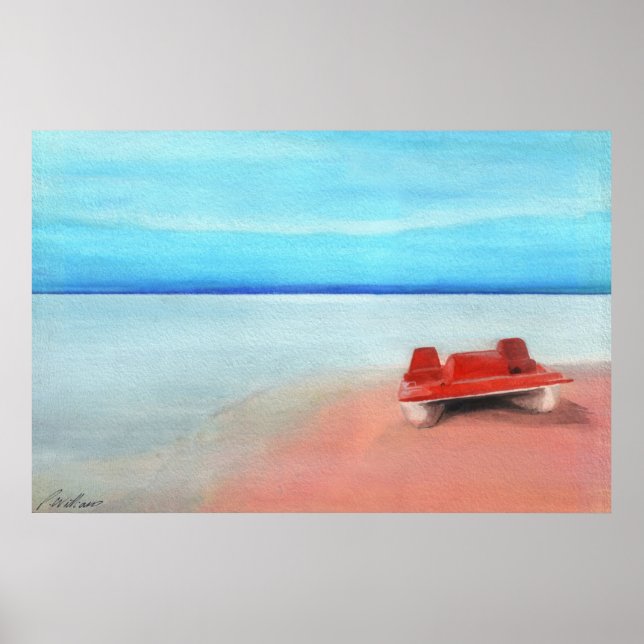 Poster Bateau à pédales sur Sables roses (Devant)