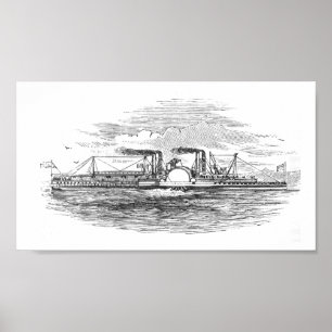 Poster Bateau à vapeur Mississippi 1854