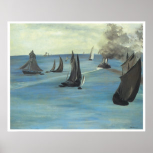 Poster Bateau à vapeur, paysage marin ou vue mer Calme Mé