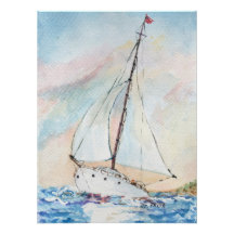 Bateau à voile à Sea Fine Art peinture aquarelle