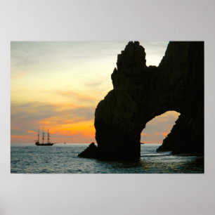 Poster Bateau À Voile Traditionnel Au Coucher Du Soleil,