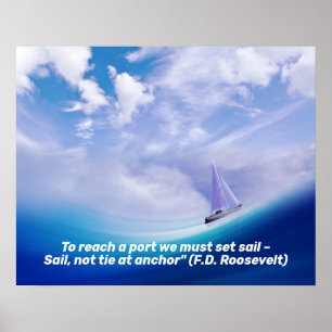 Poster Bateau à voilier vers le haut d'une vague épopée
