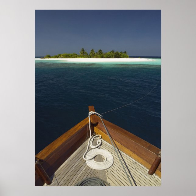 Poster Bateau ancré approchant l'île (Devant)