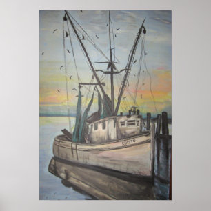 Poster bateau de crevette par Nancy Hellams