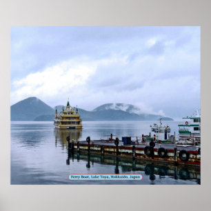 Poster Bateau de ferry, Lac Toya, Hokkaido, Japon