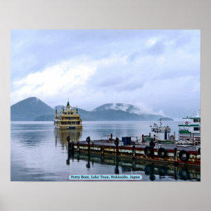 Poster Bateau de ferry, Lac Toya, Hokkaido, Japon