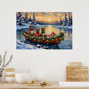 Poster Bateau de Noël Boxer Fêtes de fin d'année
