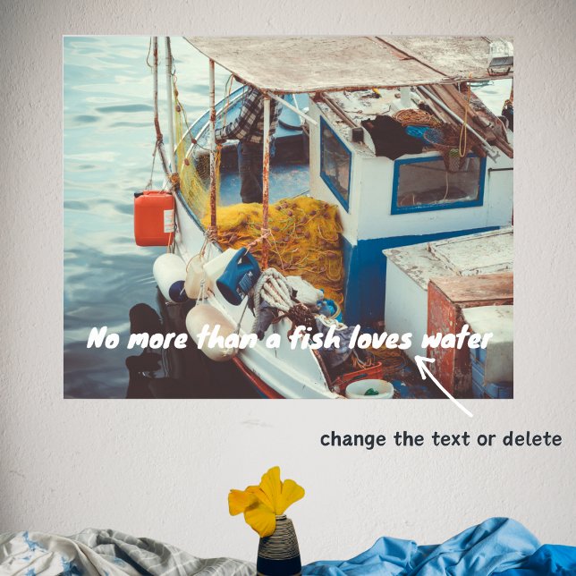 Poster Bateau de pêche en bord de mer Méditerranée (Créateur téléchargé)