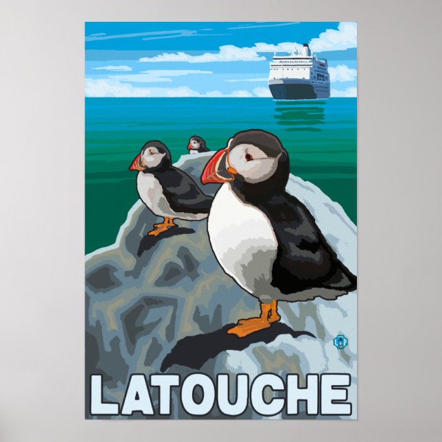 Poster Bateau de pêche et de croisière - Latouche, Alaska (Devant)