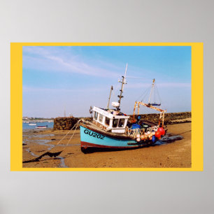 POSTER BATEAU DE PÊCHE PLAGE À GUERNSEY