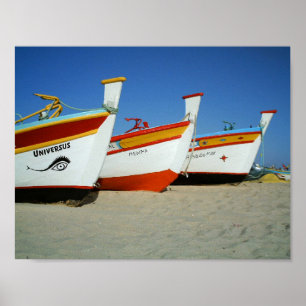 Poster Bateau de pêcheurs à la plage d'Algarve