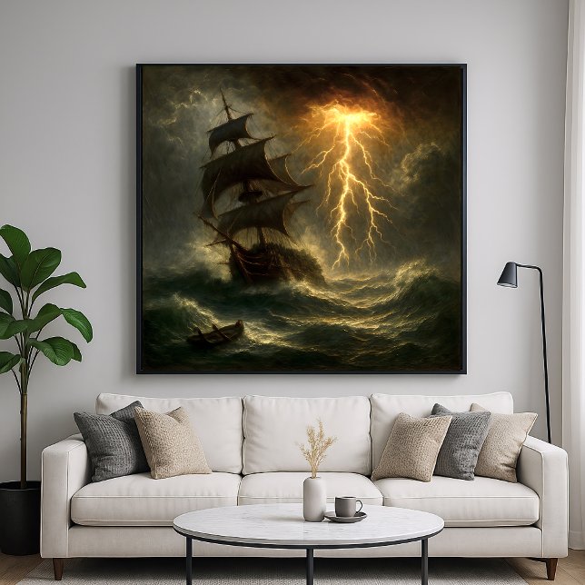 Poster Bateau de tempête - Style impressionnisme Art (Créateur téléchargé)