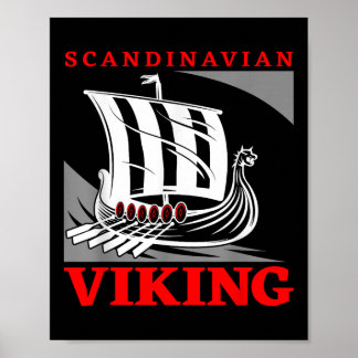 Poster Bateau dragon de navire viking scandinave Drakkar