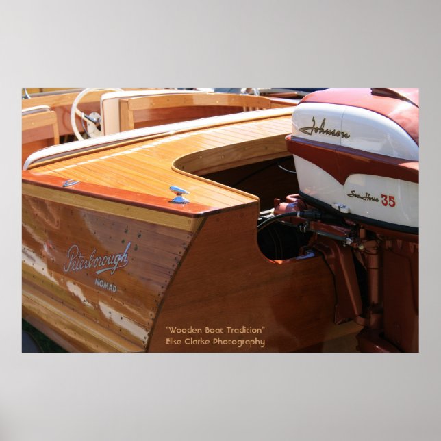 Poster Bateau en bois et photo à moteur nomade (Devant)
