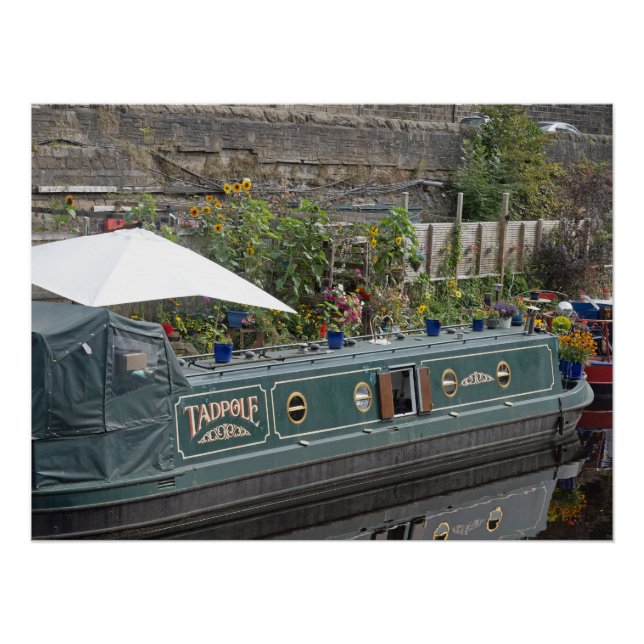 Poster Bateau étroit et jardin fleuri (Devant)