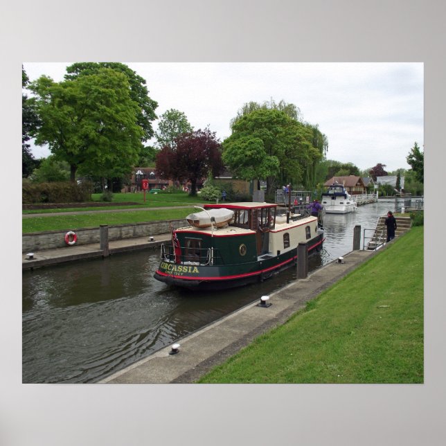 Poster Bateau étroit sur la Tamise à l'écluse de Chertsey (Devant)