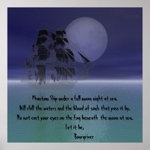 Poster Bateau fantôme sous une nuit de pleine lune