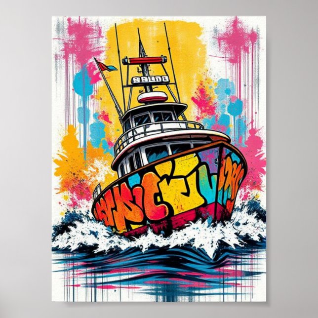Poster Bateau Graffiti (Devant)