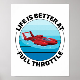 Poster Bateau hydravion Course Speedboat Powerboat Amusan