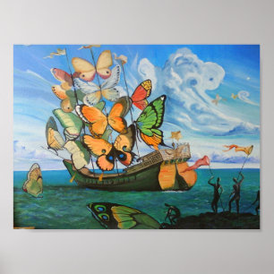 Poster Bateau papillon