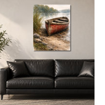 Bateau rouge dans le marais