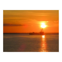 Bateau Silhouette Coucher de Soleil Doré Cozumel